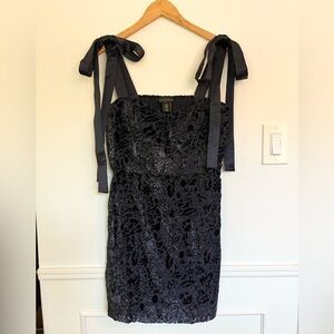 House of Harlow 1960 Velvet Floral Mini Dress Medium Navy
